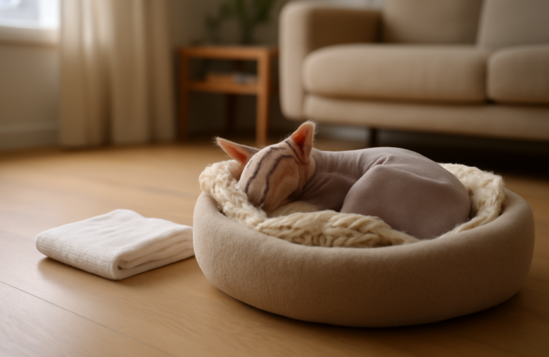 Guide til hudpleje, varme og bad for din sphynx-kat